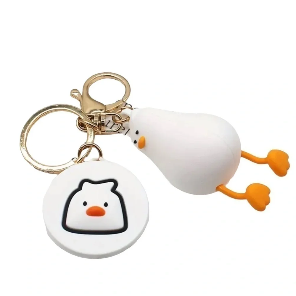 Large White Lying Flat Duck Keychain/Bag Charm